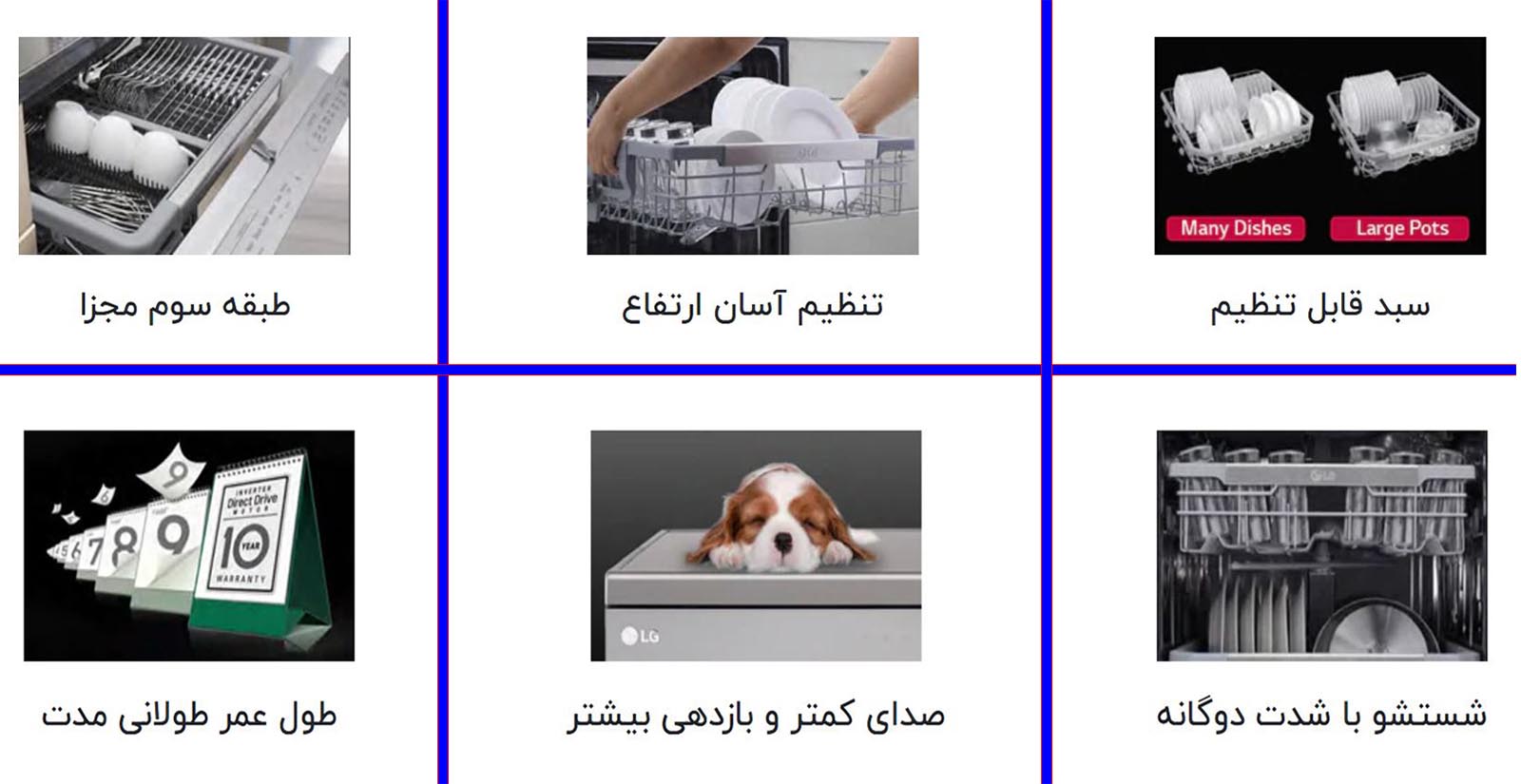 ماشین ظرفشویی ال جی مدل 425 14 مشخصات اصلی ظرفشویی ال جی