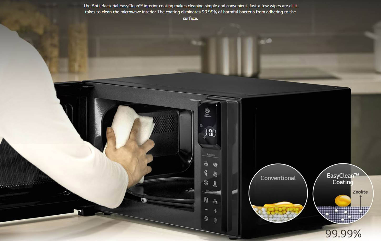 تمیز کردن راحت فضای داخلی مایکروویو