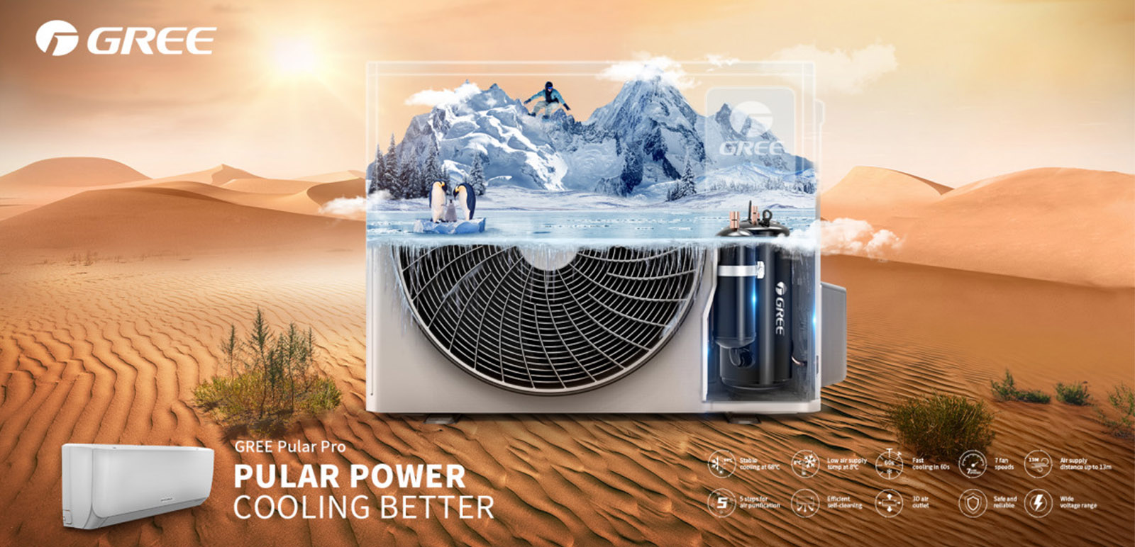 کولر گازی اینورتردار 36000 گری GWH 26 GREE GWH GREE Air