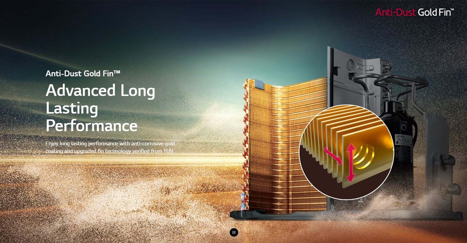 کولر گازی ال جی دوال اینورتر مدل AMP-26K 21 رادیات طلایی با طراحی متمایز
