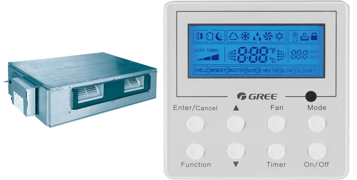 داکت اسپليت گری اينورتر 60000 مدل GUTD 20 ریموت کنترل داکت اسپليت گری
